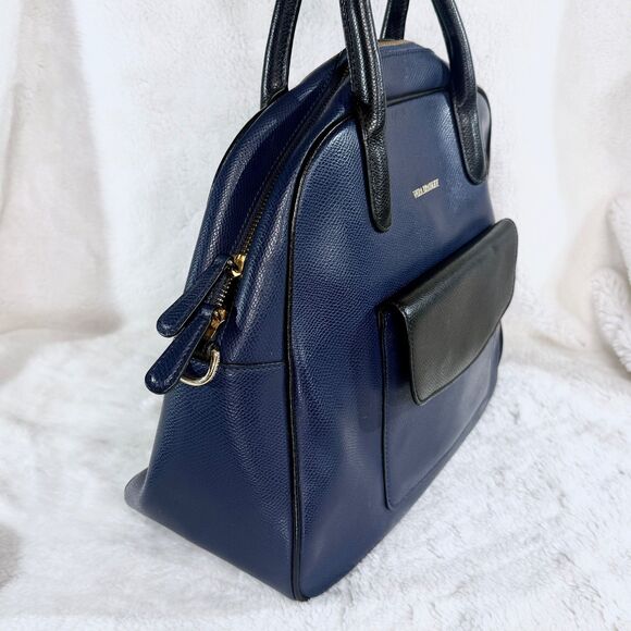 Vera Bradley Bowled Over convertible satchel navy blue black leather - Picture 5 of 10